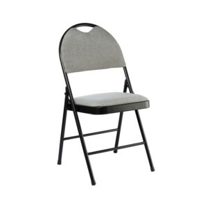 Micasa Padded Fabric Seat and Backrest Comfortable Armless Foldable Chair Grey and Black